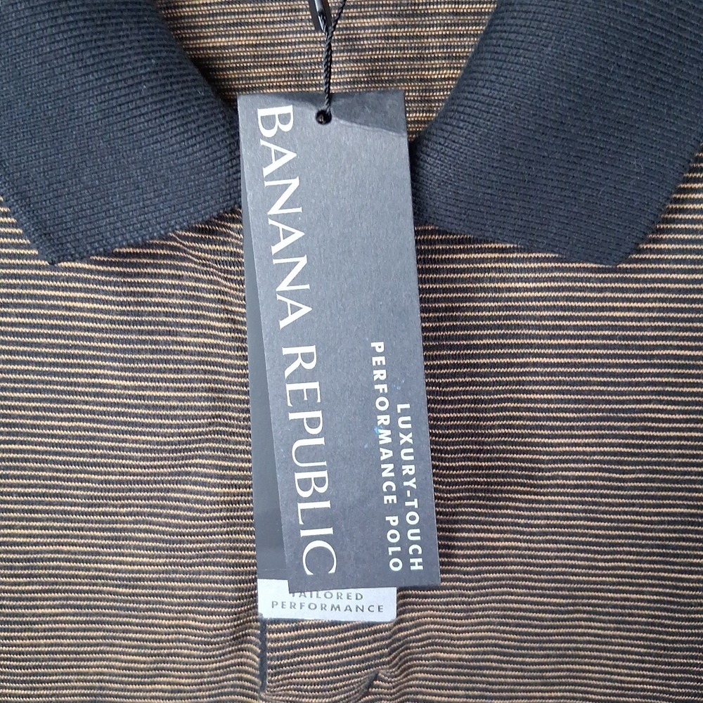 New Banana Republic Luxury Touch Polo Men's Size Medium Brown Black Preppy - Picture 2 of 7